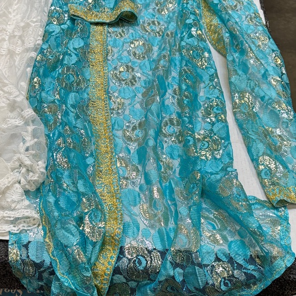 White and Teal Lace Robes Size One Size - Picture 6 of 9